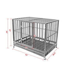 Load image into Gallery viewer, Polar Aurora Pet Dog Cage Heavy Duty Strong Metal Crate Kennel Playpen w/Lockable 4 Wheels&amp;Tray (42, Grey)
