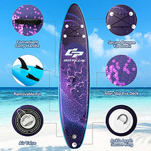 Load image into Gallery viewer, Goplus Inflatable Stand up Paddle Board Surfboard SUP Board with Adjustable Paddle Carry Bag Manual Pump Repair Kit Removable Fin for All Skill Levels, 6&quot; Thick (Purple, 11FT)
