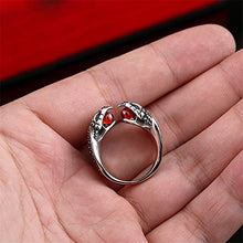 Load image into Gallery viewer, PAMTIER Men's Stainless Steel Gothic Punk Cobra Snake Ring with Ruby Gemstone Size 7
