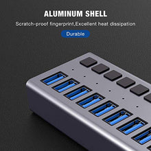 Load image into Gallery viewer, Powered USB Hub - ACASIS 10 Ports 48W USB 3.0 Data Hub - with Individual On/Off Switches and 12V/4A Power Adapter USB Hub 3.0 Splitter for Laptop, PC, Computer, Mobile HDD, Flash Drive and More

