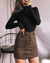 Load image into Gallery viewer, MANGOPOP Women&#39;s Mock Turtle Neck Long Sleeve Tops Bodysuit Jumpsuit (A Long Sleeve Black, Medium)
