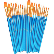 Load image into Gallery viewer, BOSOBO Paint Brushes Set, 2 Pack 20 Pcs Round Pointed Tip Paintbrushes Nylon Hair Artist Acrylic Paint Brushes for Acrylic Oil Watercolor, Face Nail Art, Miniature Detailing and Rock Painting, Blue
