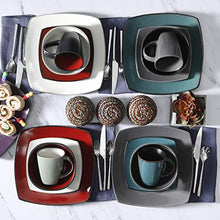 Load image into Gallery viewer, Gibson Soho Lounge Dinnerware set, Square, Celadon
