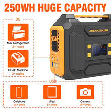 Load image into Gallery viewer, DenGaWa Portable Power Station 250Wh, Laptop Charger Lithium Battery Power Supply with 110V/250W Pure Sine Wave AC Output, DC USB Ports for Outdoors Camping Home Emergency
