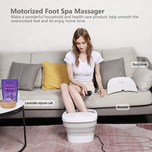Load image into Gallery viewer, TimeRelish Motorized Foot Spa Bath Massager with Heat Bubbles and Vibration Massage, 16OZ Lavender Foot Soak Epsom Salt, Collapsible Foot Bath Bucket with 24 Auto Massage Balls, LED Screen,Remote
