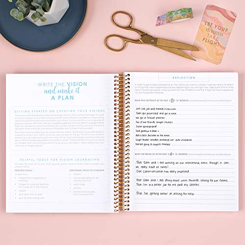 Load image into Gallery viewer, Erin Condren Prompted Vision Journal - Sapphire Interchangeable Cover with Gold Coil. 160 Pages of Planning Potential. Vision Spreads, Lined Pages, Dot Grid Pages, Sketchbook Pages