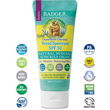 Load image into Gallery viewer, Badger - SPF 30 Baby Sunscreen Cream with Zinc Oxide, 2.9 fl oz &amp; SPF 35 Clear Zinc Sport Sunscreen Stick, Unscented, 0.65 oz
