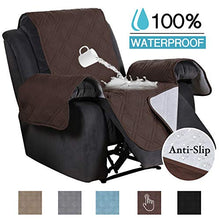 Load image into Gallery viewer, 100% Waterproof Non-Slip Furniture Covers for Leather Recliner Covers for Large Recliner Seat Width Up to 30 Inch Couch Covers with Non Slip Backing (Oversized Recliner: Seat Width Up to 30&quot;, Brown)
