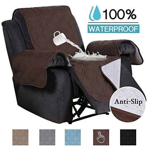 100% Waterproof Non-Slip Furniture Covers for Leather Recliner Covers for Large Recliner Seat Width Up to 30 Inch Couch Covers with Non Slip Backing (Oversized Recliner: Seat Width Up to 30