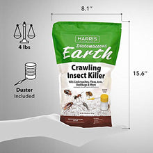 Load image into Gallery viewer, HARRIS Diatomaceous Earth Crawling Insect Killer, 4lb with Powder Duster Included Inside The Bag
