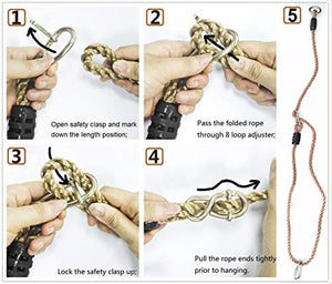 Tree Swing Ropes Hammock Chair Straps Hanging Kit with 2 Carabiners for Replacement, Adjustment or Extension - 6ft & Holds to 600lbs, Perfect for Children Swing, Outdoor Hammock and Hanging Chair