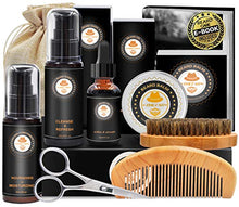 Load image into Gallery viewer, Upgraded Beard Grooming Kit w/Beard Conditioner,Beard Oil,Beard Balm,Beard Brush,Beard Shampoo/Wash,Beard Comb,Beard Scissors,Storage Bag,Beard E-Book,Beard Growth Care Gifts for Men
