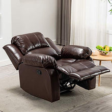 Load image into Gallery viewer, Bonzy Home Air Leather Recliner Chair Overstuffed Heavy Duty Recliner - Faux Leather Home Theater Seating - Manual Bedroom &amp; Living Room Chair Reclining Sofa (Red Brown)
