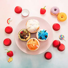 Load image into Gallery viewer, 400 Pieces Mini Cupcake Cup Liners, Foil Baking Cups, Foil Cupcake Liners for Baking Muffin and Cupcakes (Red)
