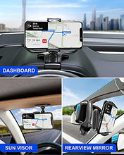 Load image into Gallery viewer, CORROY Car Phone Holder Mount Dashboard Clip Cell Phone Holder for Car Sun Visor, Rearview Mirror, Compatible with 4.7 to 6.5 inch Phones
