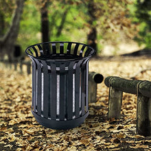 Load image into Gallery viewer, Outdoor Metal Slatted Trash Receptacle,Waste Receptacle，Commercial Trash Cans,Zone Round Garbage Bin,Square Hotel Street Patio Indoor Metal Standard Waste Receptacle
