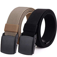 Load image into Gallery viewer, Hoanan 2-Pack Elastic Stretch Belt, Men’s Plus Size No Metal Nylon Tactical Hiking Belt(black/brown-up to 42")
