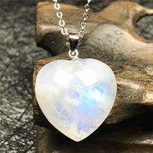 Load image into Gallery viewer, Top Natural Rainbow Moonstone Crystal Pendant Necklace, Heart Moonstone Jewelry For Woman Man 18x8mm Beads Sterling Silver Chains Oval Stone AAAAA
