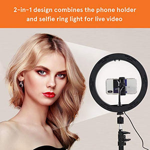 Letyet 10” Selfie Ring Light with Tripod Stand and Phone Holder,for Live Stream/Makeup, 3-Mode 10-Level Dimmable Camera Ring Light for YouTube Video and TikTok, Compatible with iPhone and Android