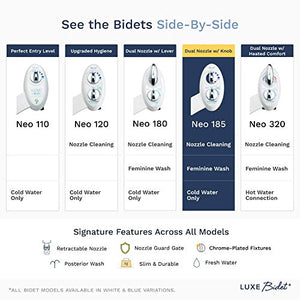 LUXE Bidet Neo 185 (Elite) Non-Electric Bidet Toilet Attachment w/ Self-cleaning Dual Nozzle and Easy Water Pressure Adjustment for Sanitary and Feminine Wash (White and White)