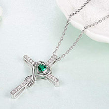 Load image into Gallery viewer, Green Emerald Jewelry for Women Teen Girls Birthday Gifts Necklace for Mom Wife Love Heart Pendant Daughter Grandma Mother in Law Sterling Silver Infinity Necklace Gifts for Her Anniversary
