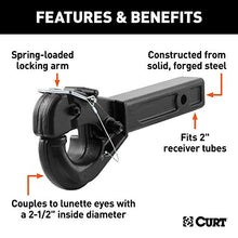 Load image into Gallery viewer, CURT 48004 Pintle Hook Hitch for 2-Inch Receiver, 20,000 lbs, Fits 2-1/2-Inch Lunette Ring
