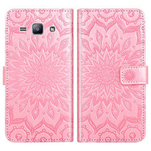Load image into Gallery viewer, Phone Case for Samsung Galaxy J1 2016/Amp 2/Express 3/Luna Wallet Cases with Tempered Glass Screen Protector Leather Slim Flip Cover Card Holder Stand Accessories Glaxay Amp2 SM-J120A Women Rose Gold
