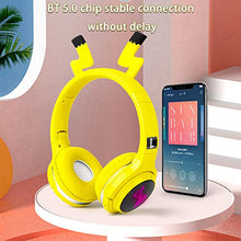 Load image into Gallery viewer, Kids Wireless Bluetooth Headphones,Cute Pikachu Over-Ear Headphones with Built-in Microphone,Wireless and Wired Headset for Phones,Tablets,PC,Laptop, for Boys Girls Toddler,Yellow
