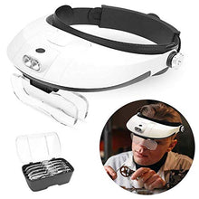 Load image into Gallery viewer, ZYuan Hands Free Head Magnifier Visor, Headband Magnifier Glasses with LED Lights Illumination, Head-Mounted Reading Magnifier Loupe Head Wearing
