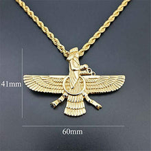Load image into Gallery viewer, Moonnight Store New Men Hip Hop Iran Faravahar Ahura Mazda Zoroastrian Pendant Necklace Gold Color Stainless Steel Men Jewelry
