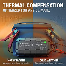 Load image into Gallery viewer, NOCO GENIUS10, 10-Amp Fully-Automatic Smart Charger, 6V and 12V Portable Battery Charger, Battery Maintainer, Trickle Charger, and Battery Desulfator with Temperature Compensation
