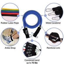 Load image into Gallery viewer, Resistance Bands - Tension Band Set for Weights Exercise, Fitness Workout - Heavy Resistant - Comes with Door Anchor Attachment, Legs, Ankle Straps and Carry Case
