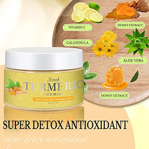 Turmeric Vitamin C Clay Mask,ATIDIE Turmeric Facial Mask with Turmeric Mud,Vitamin C for Dark Spots, Turmeric Facial Mask Skin Care Mask , Improve Dull And Dry Skin