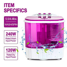 Load image into Gallery viewer, Portable Washing Machine, Kuppet 10lbs Compact Mini Washer, Wash&amp;Spin Twin Tub Durable Design to Wash All your Laundry or Swim Suit for Apartments, Dorms, RV Camping (Purple)
