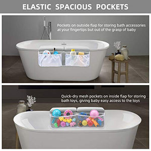 Bath Kneeler and Elbow Rest Set Baby Bath Kneeling Pad, Thick Non-Slip Bathing Kneeling Mat Cushion Quick Drying Bathtub Knee Mat with Arm Support and Pockets for Bathroom Bathing Comfort, Gray