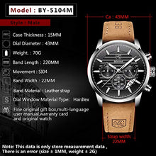 Load image into Gallery viewer, BENYAR Chronograph Waterproof Watches Business and Sport Design Black Leather Band Strap Wrist Watch for Men (Brown Silver Black B)

