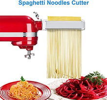 Load image into Gallery viewer, 3 Piece Pasta Roller Cutter Attachment for KitchenAid Stand Mixers, Included Pasta Sheet Roller, Spaghetti Cutter, Fettuccine Cutter Maker Accessories and Cleaning Brush
