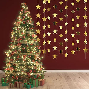 130 Feet Glitter Star Paper Garland Banner Hanging Decoration for Graduation Class of 2022 Congrats Grad Wedding Birthday Festival Party Decoration (Gold)
