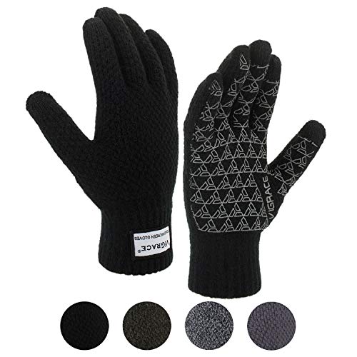 Winter Warm Touchscreen Gloves for Men and Women Touch Screen Fleece Lined Knit Anti-Slip Wool Glove