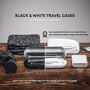 AquaSonic DUO Dual Handle Ultra Whitening 40,000 VPM Wireless Charging Electric ToothBrushes - 3 Modes with Smart Timers - 10 DuPont Brush Heads & 2 Travel Cases Included