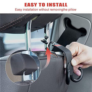 4Pcs Car Headrest Hooks - Car Hooks for Purses and Bags - Double-Hook Design Car Seat Hooks Handbag Hook Holder Car Hook Holder for Purses Bags Umbrellas Outerwear Bottle