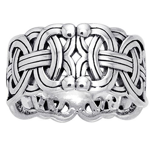 Load image into Gallery viewer, Viking Braided Wedding Band Borre Knot Norse Celtic 10mm Sterling Silver Ring Size 9(Sizes 4,5,6,7,8,9,10,11,12,13,14,15)