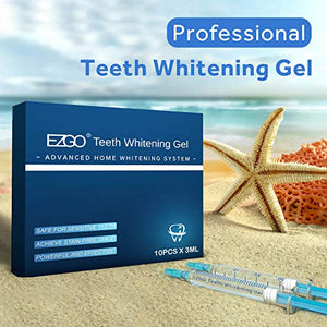 EZGO 10 Pack Teeth Whitening Gel Refills 22% Bleaching Gel, No Sensitive Teeth Whitener, Great for Sensitive Tooth Whitening, Works with Teeth Whitening LED Light and Tray (10X 3ML)