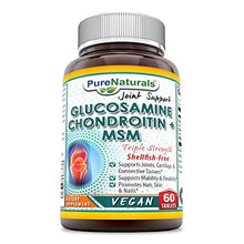 Load image into Gallery viewer, Pure Naturals Glucosamine Chondroitin &amp; MSM Triple Strengh, Shellfish-Free, Supports Joints, Cartilage, Connective Tissues, Supports Mobiliaty &amp; Flexibility, Promotes Hair, Skin &amp; Nails 60 Tablets
