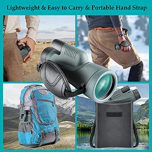 12x56 HD Monocular Telescope with Smartphone Adapter, Upgraded Tripod, Hand Strap - High Power Monocular with Clear Low Light Vision for Star Watching - Lightweight Monocular for Bird Watching Hunting