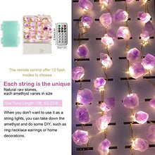 Load image into Gallery viewer, XIWU LED Nature Amethyst Crystal Raw Stones Fairy String Lights 10ft 40 LEDs Battery Operated with Remote Control for Mother's Day Wedding Valentine's Day Present Christmas Bedroom Birthday Decor
