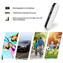 Load image into Gallery viewer, Portable Air Compressor Mini Inflator Electric Pump for Car Bike Tires Shock Rechargeable Li-Ion Battery 150PSI Power Bank Ergonomic and Sleek Design Digital LCD, LED Emergency Light A2 (white)
