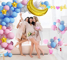 Load image into Gallery viewer, Gender Reveal Decorations - Pink and Blue Balloon Garland Arch Kit with 36''Gold Foil Moon&amp;Stars Confetti Balloon Gender Reveal Banner for Gender Reveal Birthday Baby Shower Party Decorations Supplies
