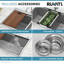 Load image into Gallery viewer, Ruvati 27-inch Apron-front Workstation Farmhouse Kitchen Sink 16 Gauge Stainless Steel Single Bowl - RVH9050
