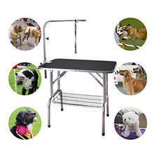 Load image into Gallery viewer, Polar Aurora Pingkay 48'' Black Heavy Duty Pet Professional Dog Show Stainless Steel Foldable Grooming Table w/Adjustable Arm &amp; Noose &amp; Mesh Tray
